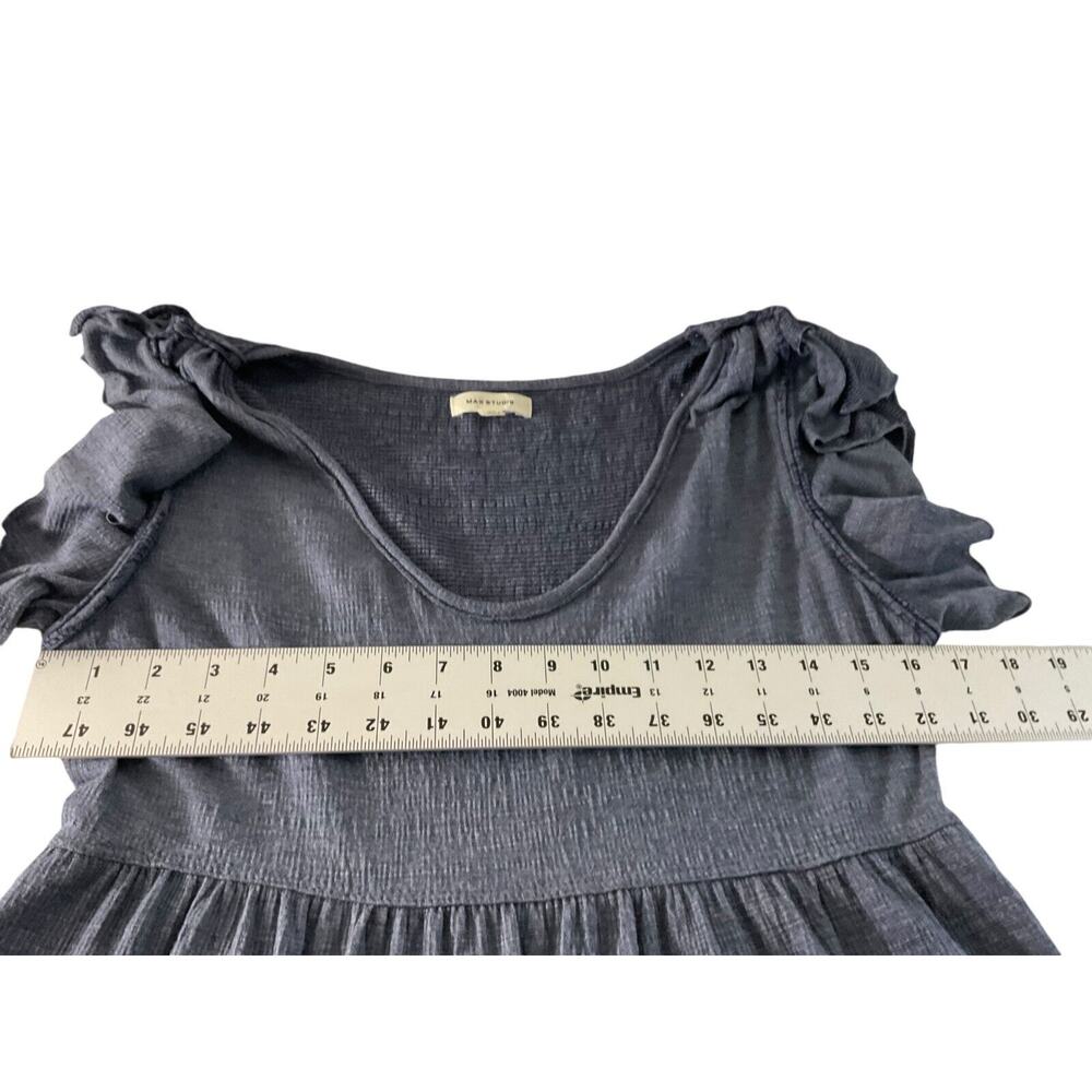 Max Studio‎ Tiered Midi Dress Blue Ruffle Sleeve V Neck Women's Size Medium - Picture 4 of 12